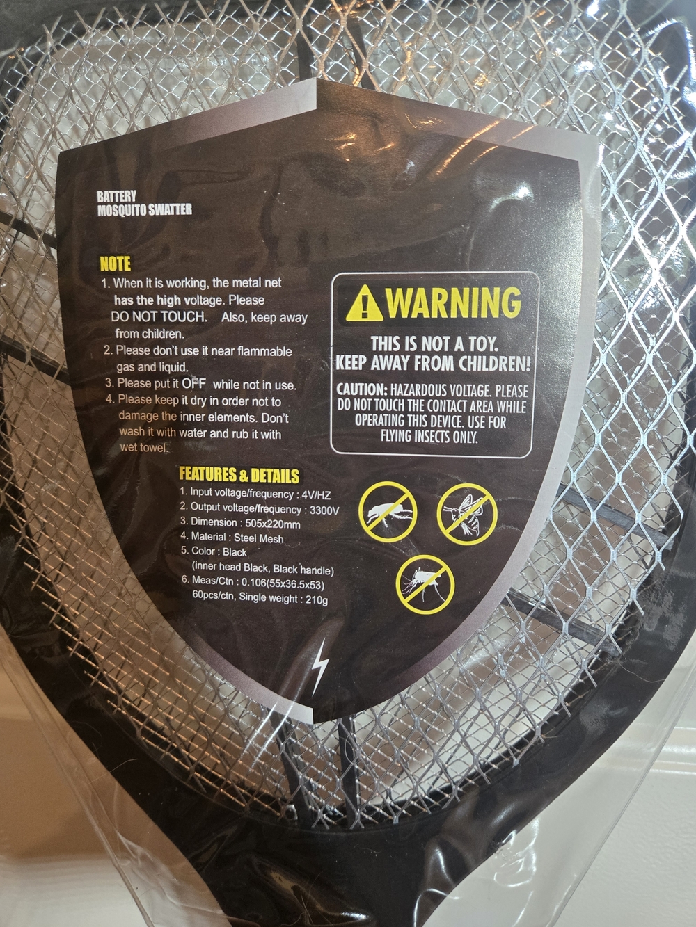Electric Bug Zapper Racket in Black - Picture 3 of 3